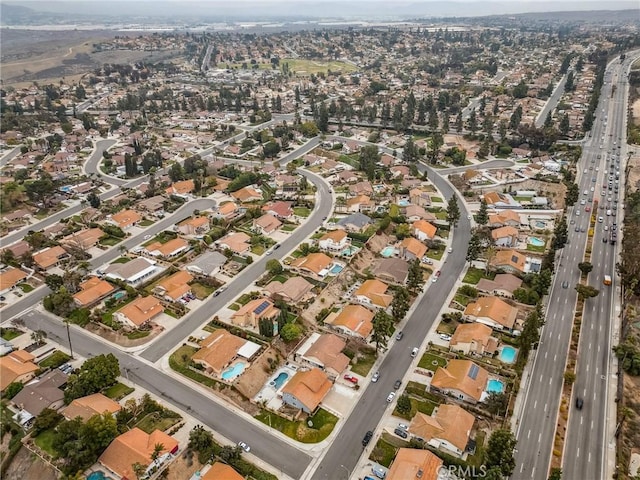 drone / aerial view with a residential view