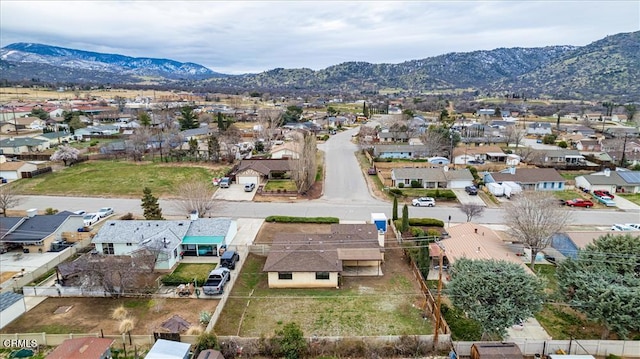 aerial view featuring a residential view and a mountain view