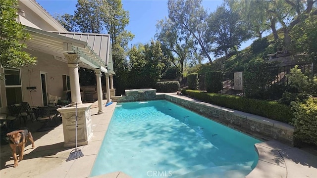 29123 Black Pine Way, Saugus, CA 91390 - view of swimming pool with a patio area, a fenced backyard, and a pool with connected hot tub
