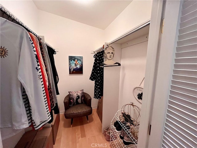 spacious closet with wood finished floors