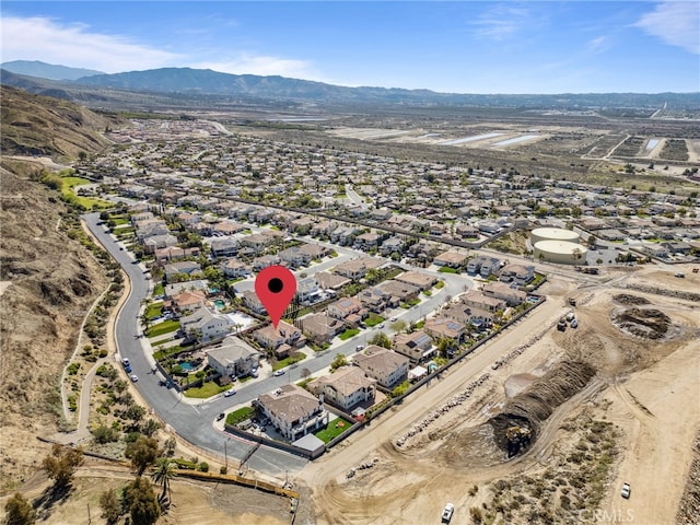 aerial view featuring a residential view and a mountain view