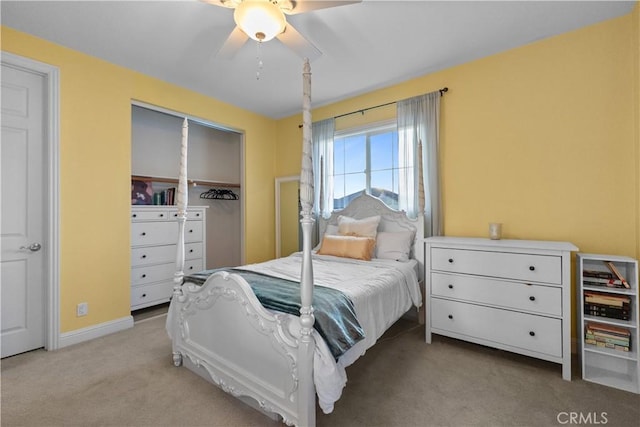bedroom with carpet flooring and ceiling fan