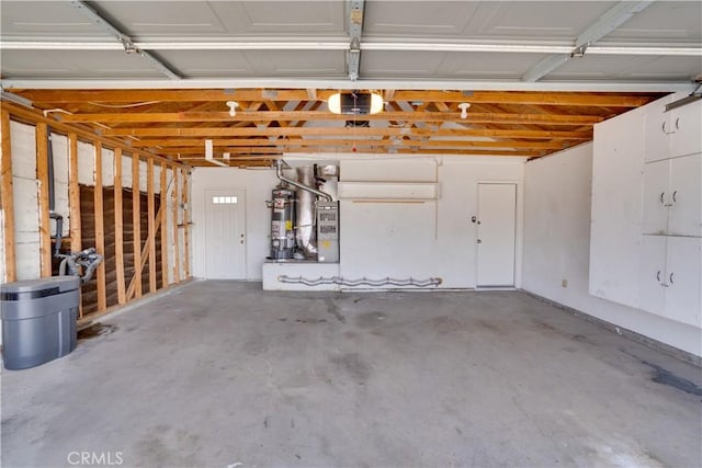 garage with secured water heater