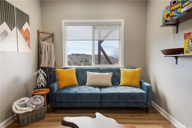 sitting room featuring wood finished floors and baseboards