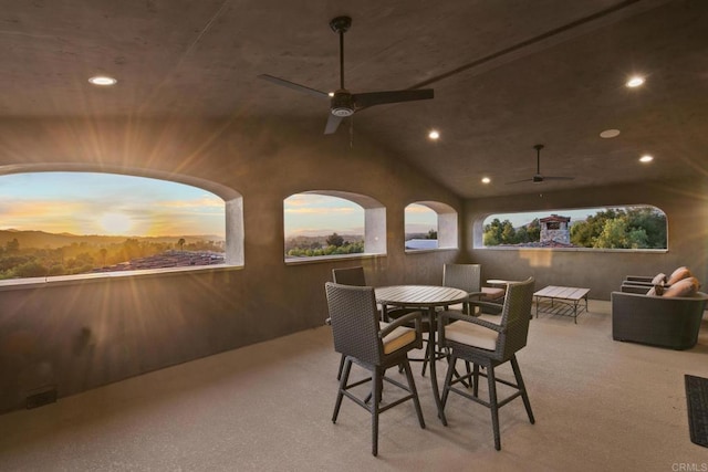 view of patio / terrace featuring a ceiling fan and outdoor dining area