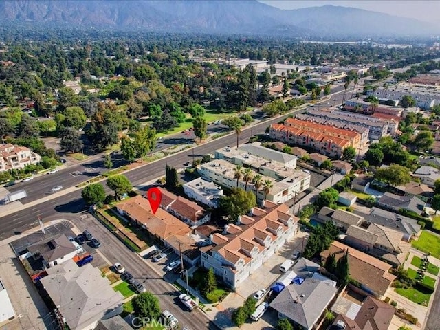 aerial view featuring a residential view and a mountain view