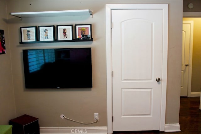 interior details with baseboards and wood finished floors