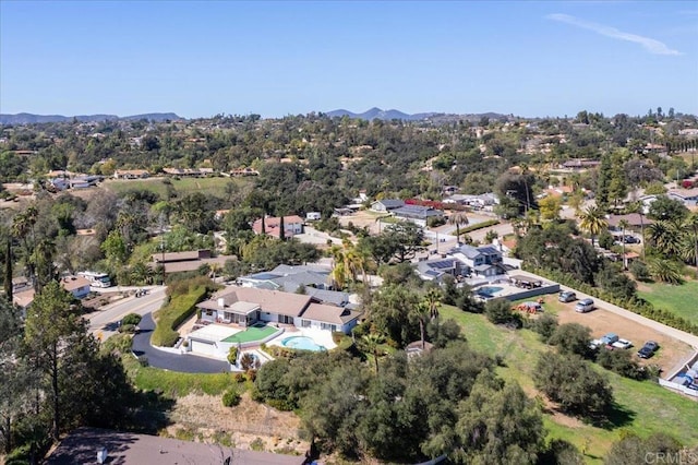 aerial view with a mountain view