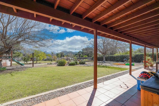16233 Oakley Rd, Ramona, CA 92065 - view of patio / terrace with a mountain view and a playground
