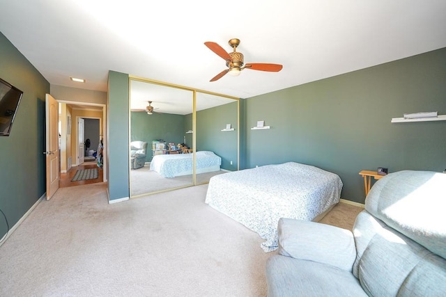 16233 Oakley Rd, Ramona, CA 92065 - carpeted bedroom with a closet, ceiling fan, and baseboards
