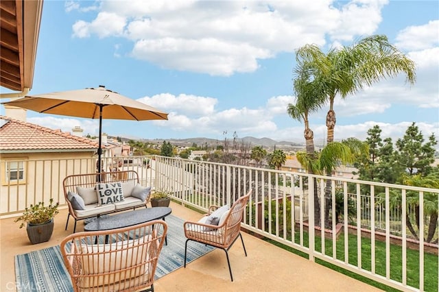 25 Vista Toscana, Lake Elsinore, CA 92532 - balcony featuring a mountain view and outdoor lounge area