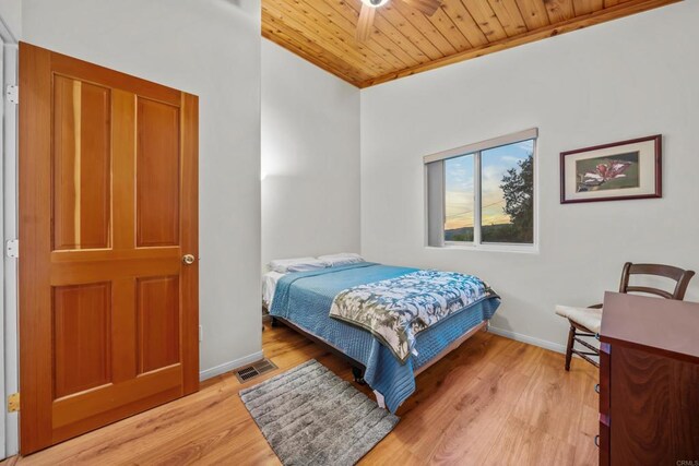 35465 Sunset Ln, Julian, CA 92036 - bedroom featuring light wood-style flooring, wood ceiling, and crown molding