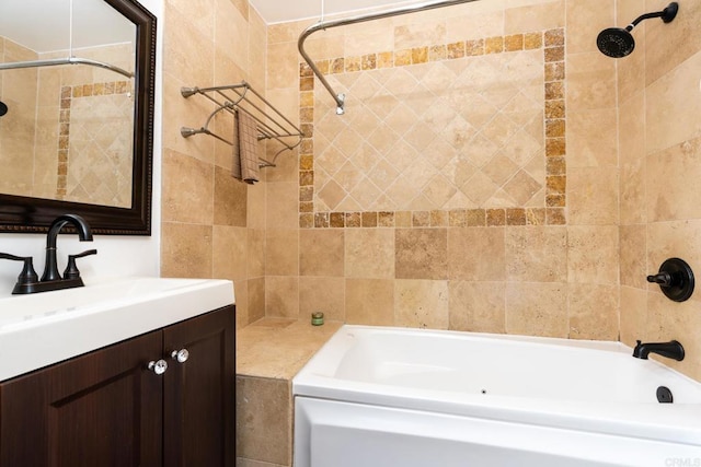 full bath featuring bathing tub / shower combination and vanity