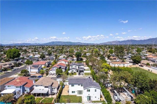 aerial view with a residential view and a mountain view