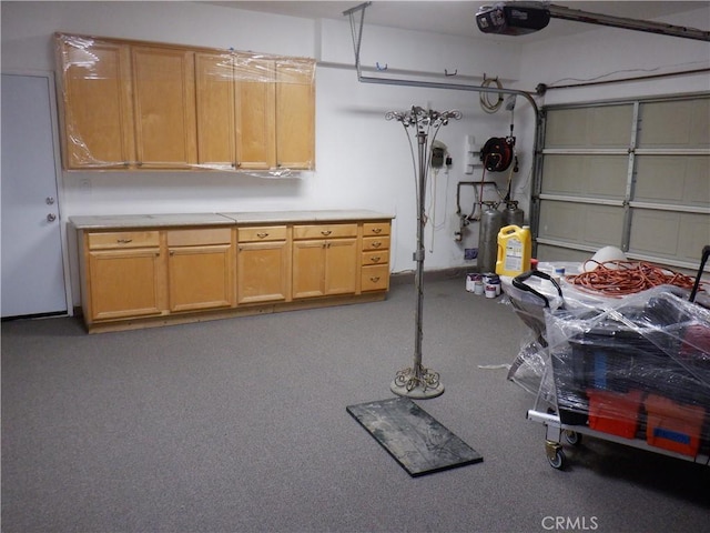 garage with a garage door opener