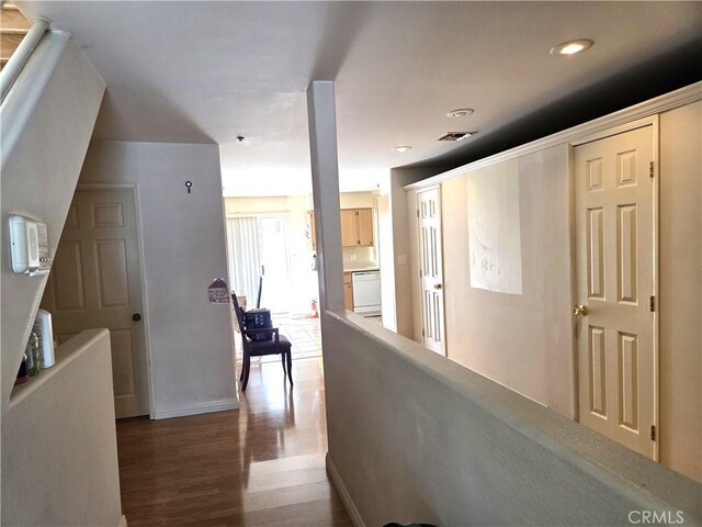 9146 Tobias Ave Unit 3, Panorama City, CA 91402 - hallway with wood finished floors, baseboards, and recessed lighting