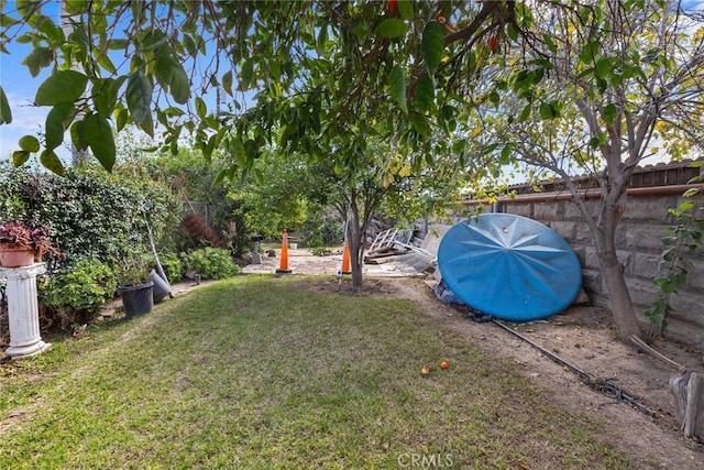 view of yard with a fenced backyard