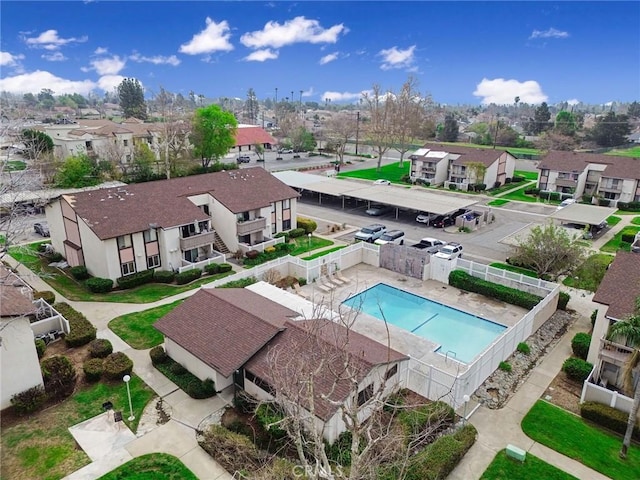 drone / aerial view with a residential view