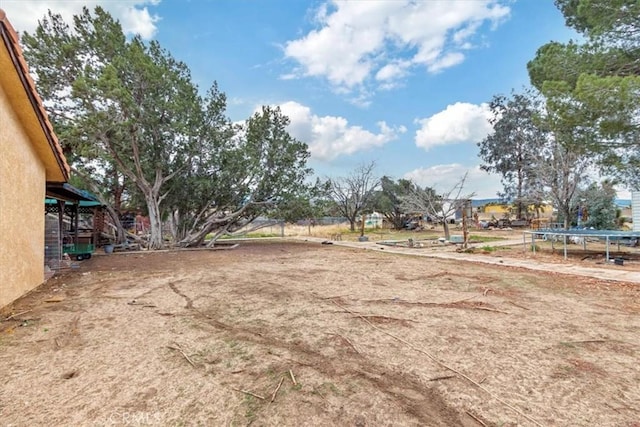 view of yard featuring a trampoline