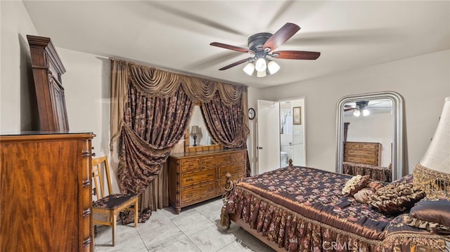 bedroom featuring ceiling fan