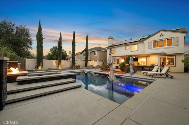 view of swimming pool with a fenced in pool, a patio area, and a fenced backyard