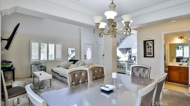 dining space with a chandelier