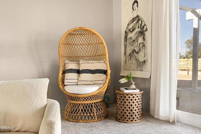 sitting room featuring carpet floors