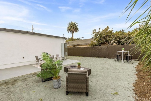 view of yard featuring a fenced backyard and a patio