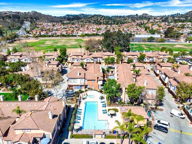 drone / aerial view with a residential view