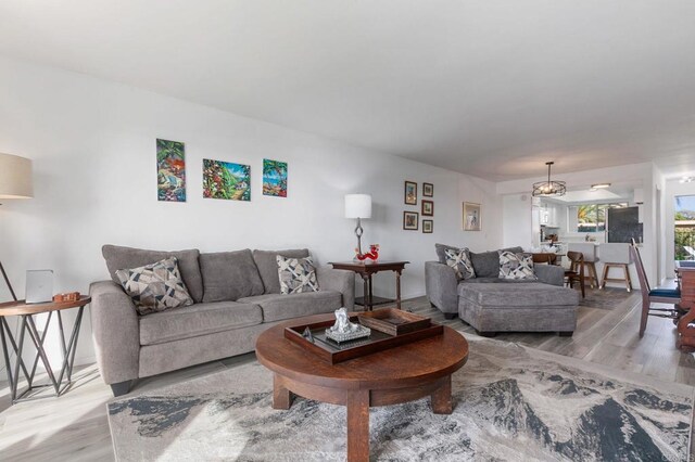 living area featuring light wood-style flooring