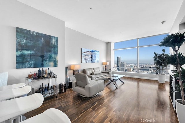 living area featuring wood finished floors