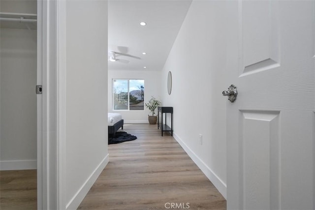 6215 Keystone St, Simi Valley, CA 93063 - hall featuring baseboards, recessed lighting, and wood finished floors