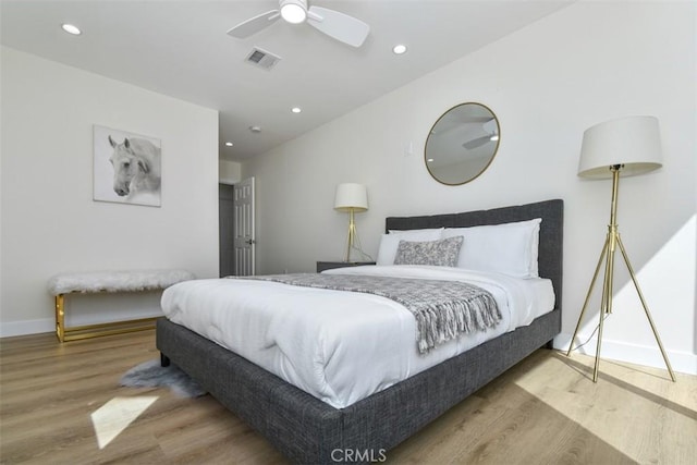 6215 Keystone St, Simi Valley, CA 93063 - bedroom featuring wood finished floors, baseboards, recessed lighting, and ceiling fan