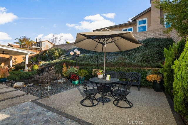 view of patio with outdoor dining area