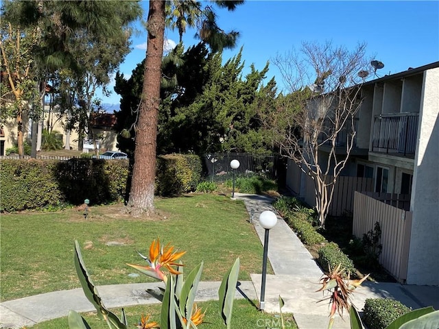 view of yard featuring fence