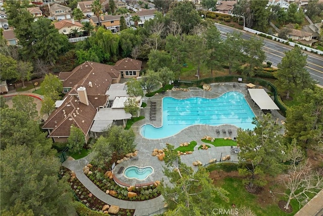 aerial view featuring a residential view