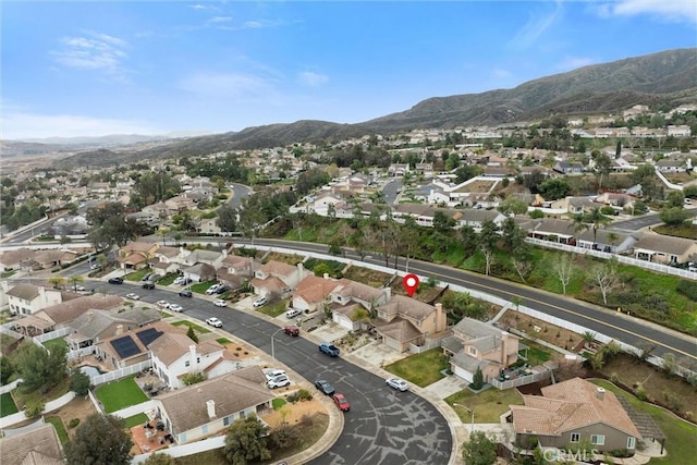 aerial view with a mountain view and a residential view