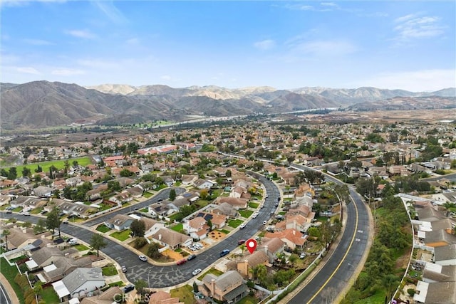 birds eye view of property featuring a residential view and a mountain view