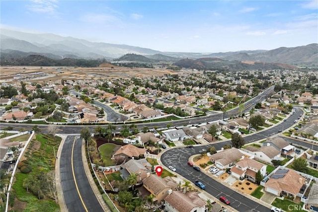 aerial view featuring a residential view and a mountain view