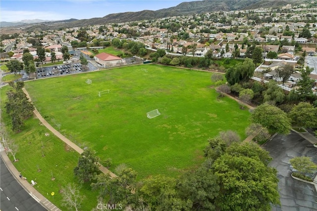 aerial view featuring a residential view and a mountain view