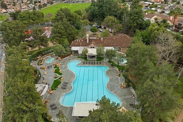 drone / aerial view with a residential view