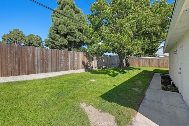 view of yard featuring a fenced backyard