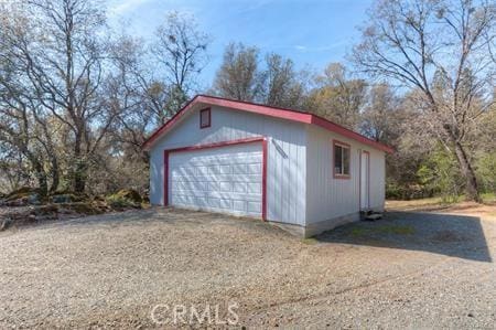 view of detached garage