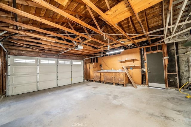 garage with a garage door opener