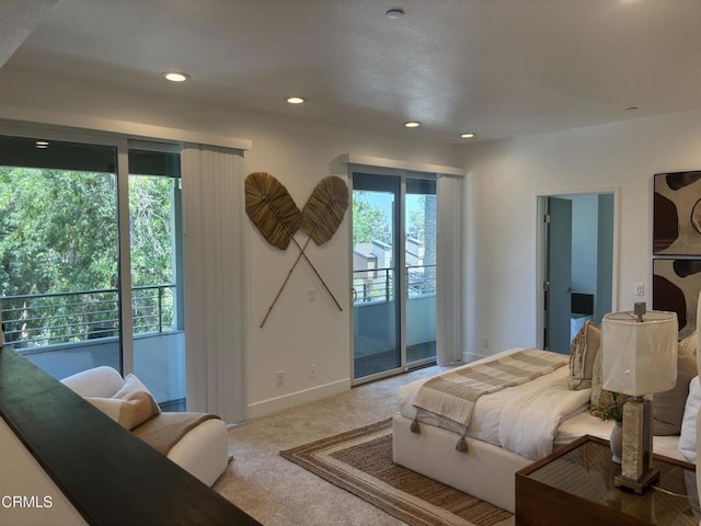239 S Marengo Ave Unit 112, Pasadena, CA 91101 - bedroom featuring access to exterior, carpet, and recessed lighting