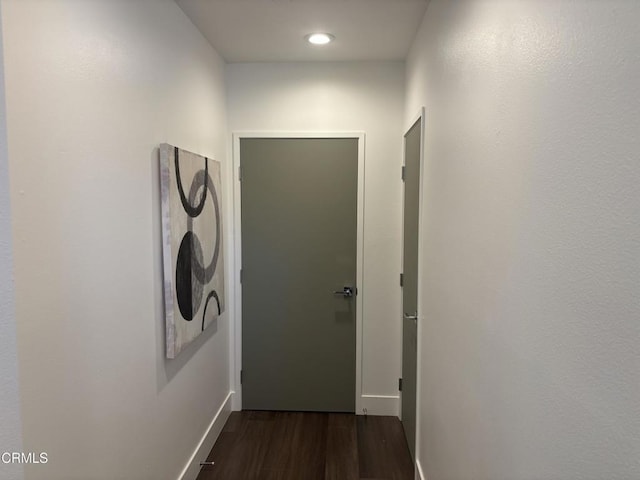 239 S Marengo Ave Unit 112, Pasadena, CA 91101 - corridor featuring dark wood-style flooring and recessed lighting