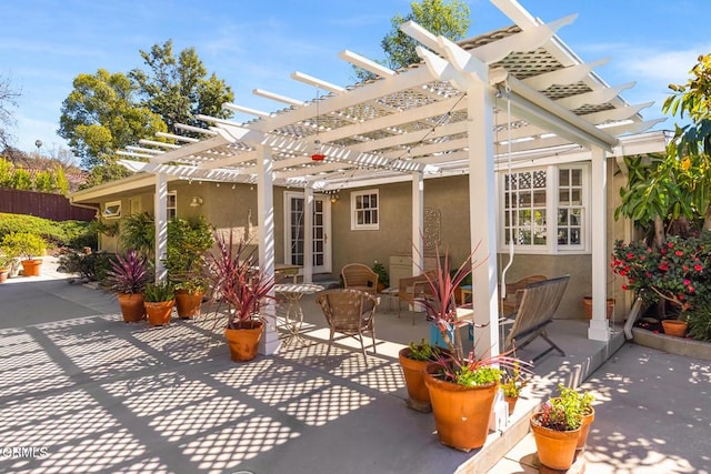 view of patio featuring a pergola