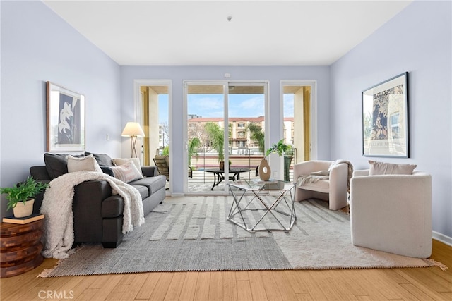 living area featuring wood finished floors