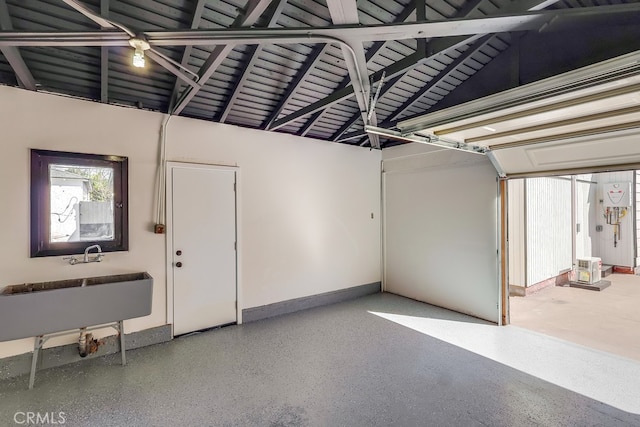 garage with baseboards