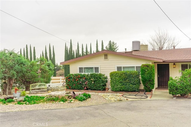 single story home with fence and central AC unit